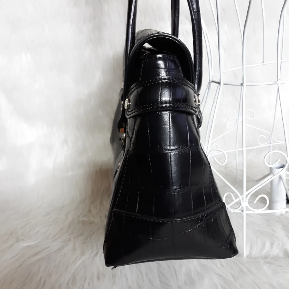 Liz Claiborne Black Croc-Embossed Tote Bag